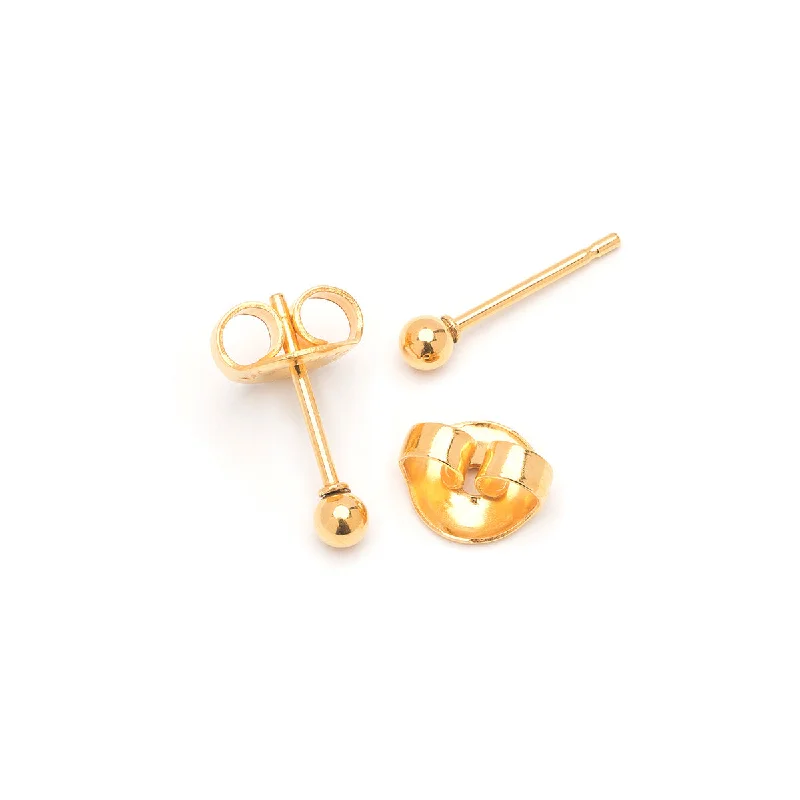 Trendy boho quartz earrings -Tiny Ball Stud Earrings Gold Plated