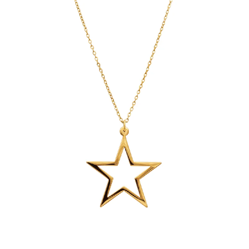 Ladies sparkling onyx pendant necklaces -The Lucky Star Gold Necklace