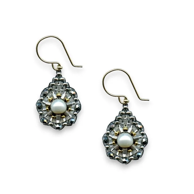 Ladies ruby crescent earrings -MIGUEL ASES - PYRITE SILVER RONDELLE DROP EARRING