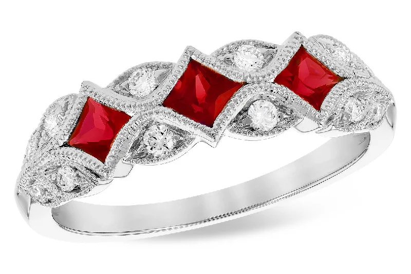 Engagement Rings（订婚戒指） - 100条长尾词14K White Gold 0.70ctw Princess Cut Ruby & Diamond Vintage Inspired Ring by Allison Kaufman