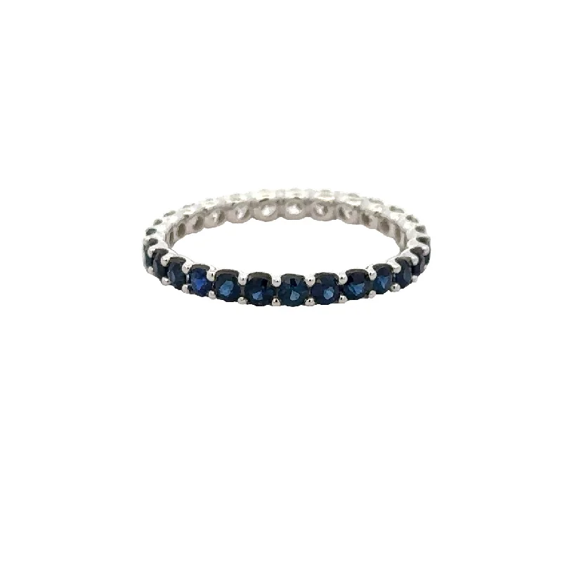 Bold statement jade engagement rings for women -Sapphire and Diamond Eternity Band in White Gold