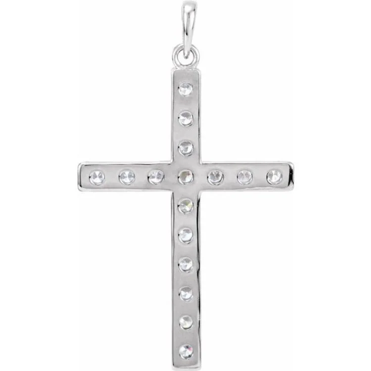 Ladies elegant onyx stone necklaces -Platinum 1 3/8 CTW Natural Diamond Cross Pendant