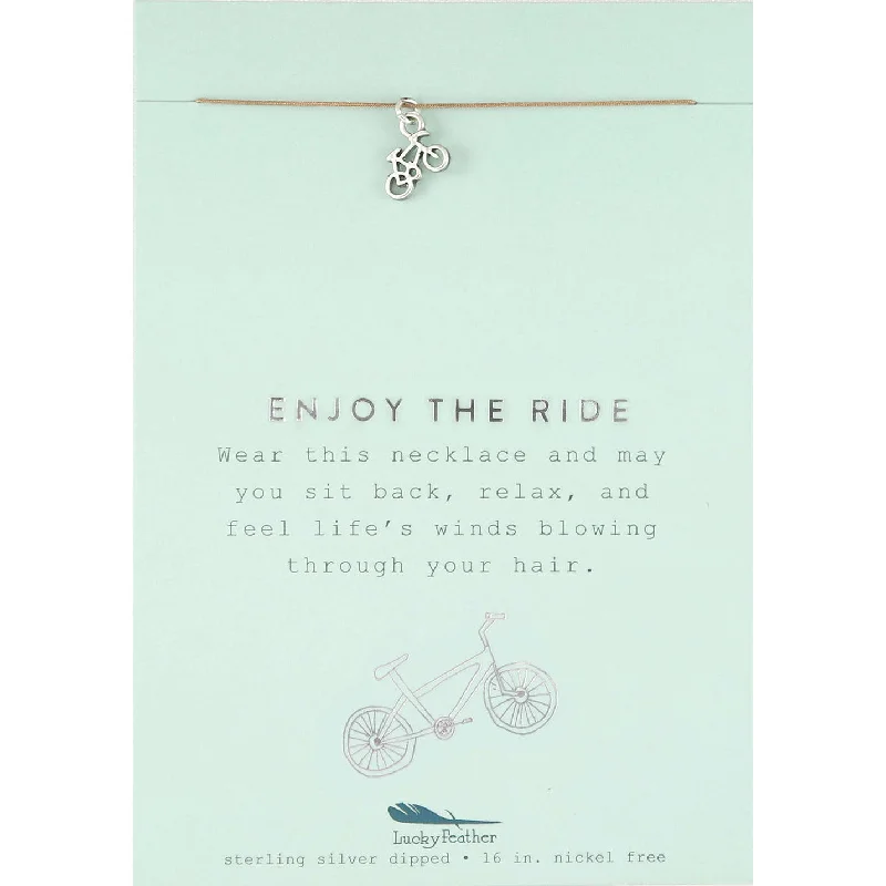 Boho-inspired turquoise necklaces for women -Enjoy The Ride - Silver Bicycle Necklace