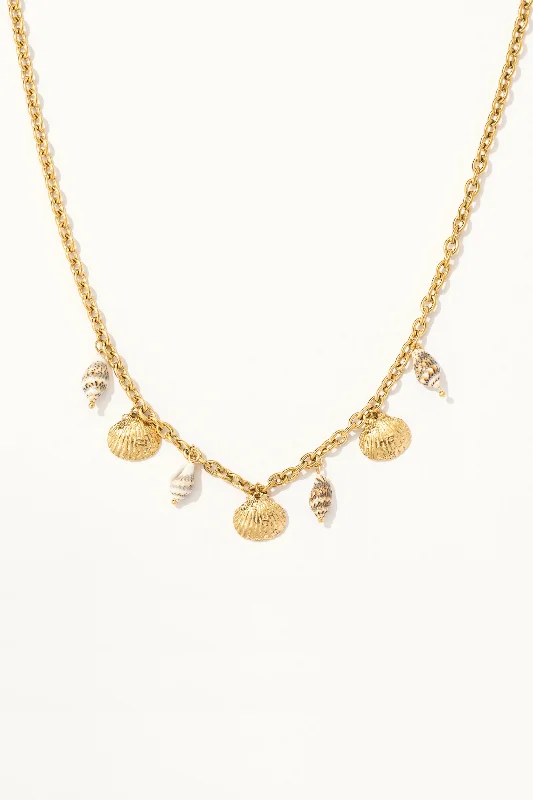 Modern gold geometric necklaces for ladies -Seashell Serenade Necklace