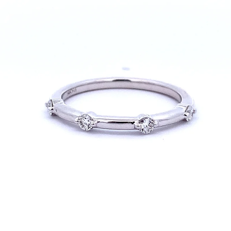 Ladies trendy geometric halo engagement rings -Four Diamond Band in White Gold