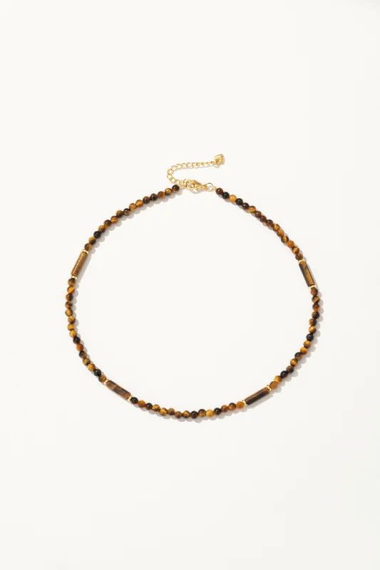 Elegant silver floral necklaces for women -Maillard Tiger's Eye Necklace