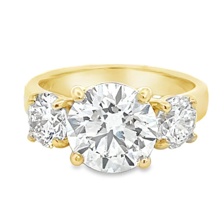 Trendy gemstone arch engagement rings -LAB GROWN ROUND DIAMONDS 4.42ctw THREE STONE RING