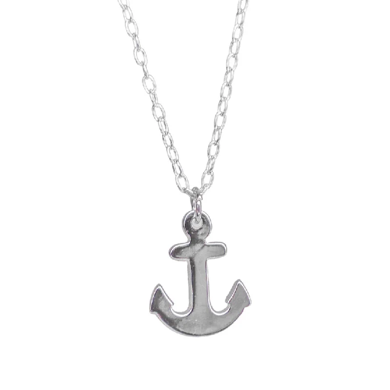 Ladies unique geometric pendant necklaces -The High Tides Silver Anchor Necklace