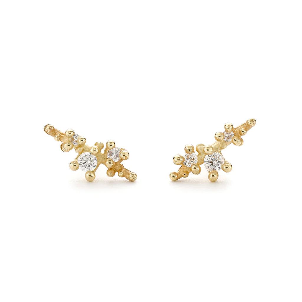 Ladies elegant lapis stud earrings -Diamond Encrusted Studs