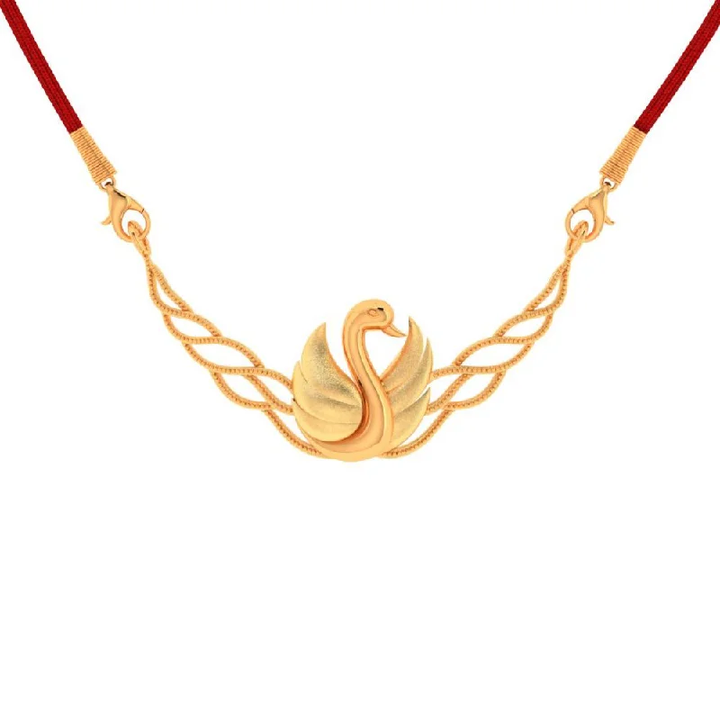 Simple silver tassel necklaces for ladies -Leafy Swan Designed 18k Gold Necklace