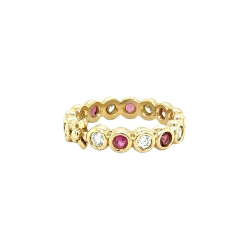 Ladies tribal-inspired engagement rings -Pink Tourmaline & Diamond Primrose Band