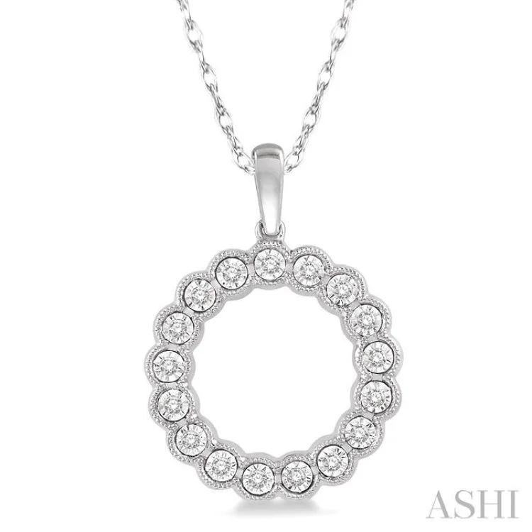 Elegant silver chain necklaces for women -1/8 Ctw Circular Lattice Halo Round Cut Diamond Fashion Pendant in 10K White Gold with chain