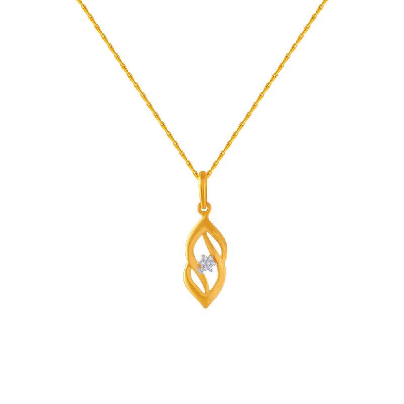 Ladies unique geometric pendant necklaces -14KT (585) Yellow Gold And American Diamond Pendant For Women