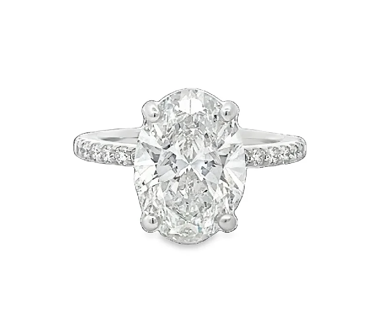 Delicate diamond spiral engagement rings for women -LAB GROWN OVAL & ROUND DIAMONDS 5.00ctw PRONG SET RING