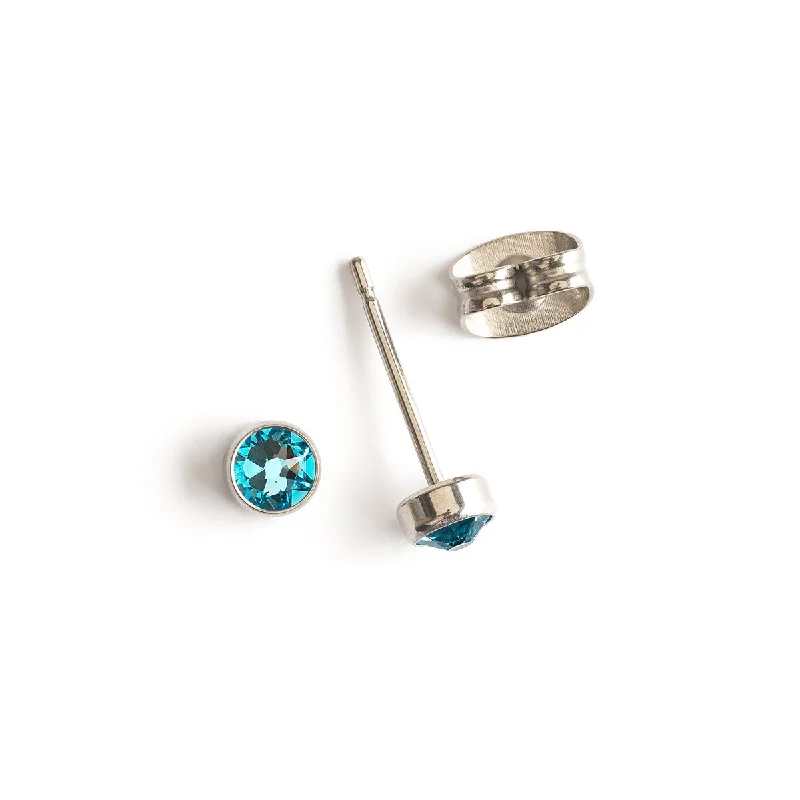 Ladies classic pearl swirl earrings -Light Blue Titanium Stud Earrings