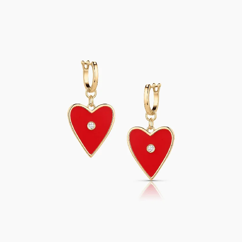 Modern rose gold petal earrings for women -Amaya Red Enamel Earrings