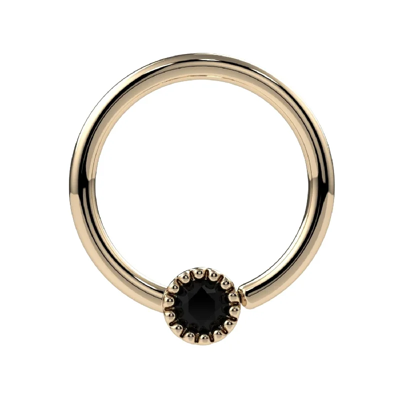 Elegant diamond arch engagement rings -Black Diamond Perlagé Fixed Bead Ring