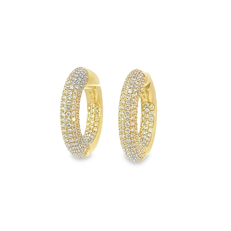 Vintage gold arc earrings for women -Shy Creation Pave Diamond Bubble Hoop Earring