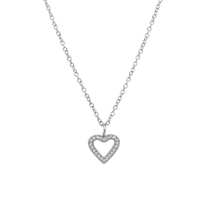 Ladies bold rose gold statement necklaces -Dainty Silver Silhouette Heart Necklace