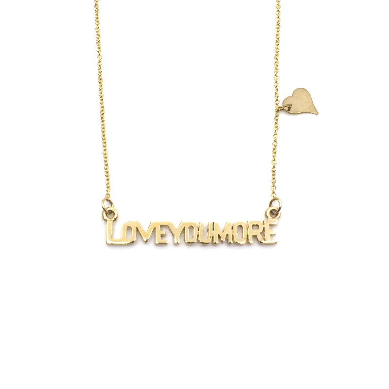 Ladies lightweight pearl necklaces -Love You More Bar Necklace in 10K & 14K Gold