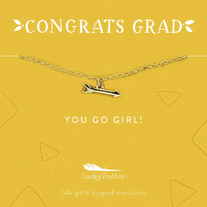 Ladies playful heart charm necklaces -You Go Girl - Graduation Necklace