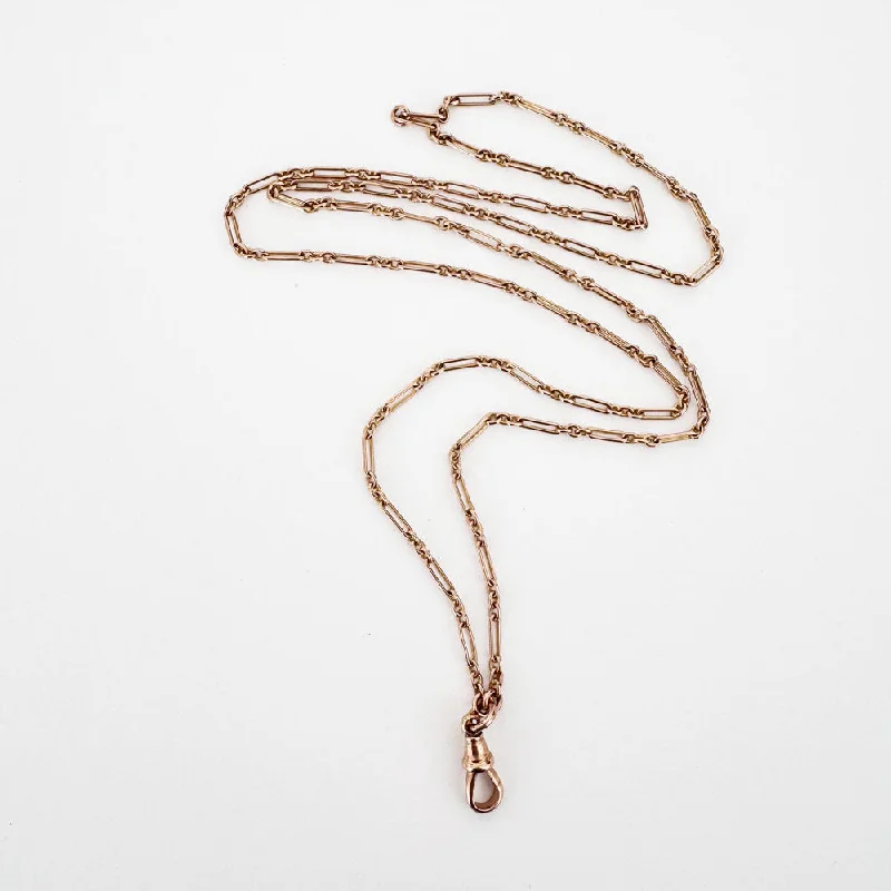 Simple rose gold tassel necklaces for women -Vintage 9K Rose Gold Trombone Chain w/ Swivel Lobster Claw