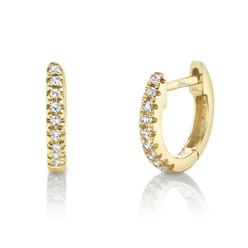 Ladies vintage-style spiral earrings -14K  Yellow Gold Diamond Huggie Earrings