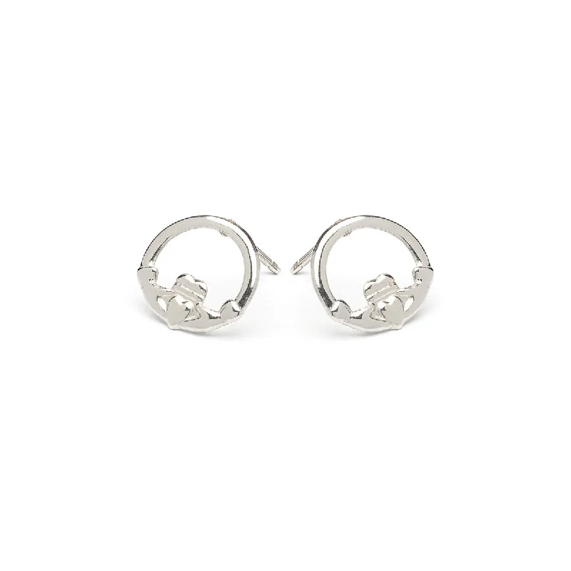 Ladies delicate floral swirl earrings -Stainless Steel Claddagh Stud Earrings