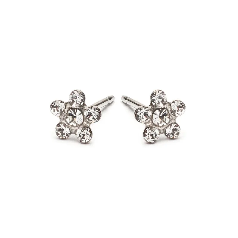 Delicate rose gold vine earrings for women -White Daisy Earrings