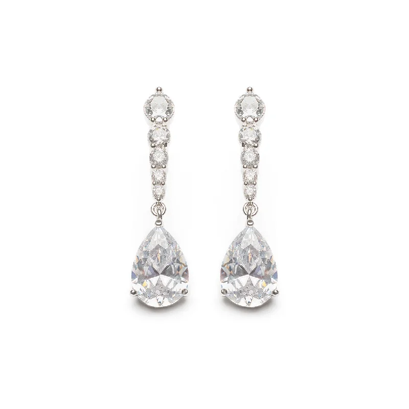 Ladies bold diamond petal earrings -White Crystal Drop Earrings