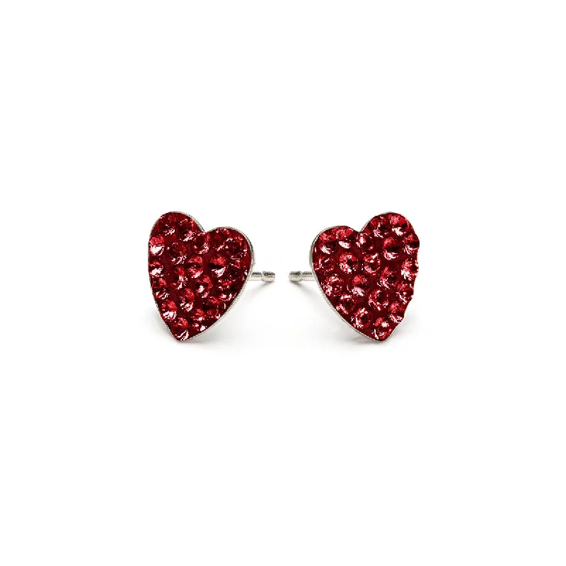 Bold malachite hoop earrings -Cherry Pave Heart Stud Earrings