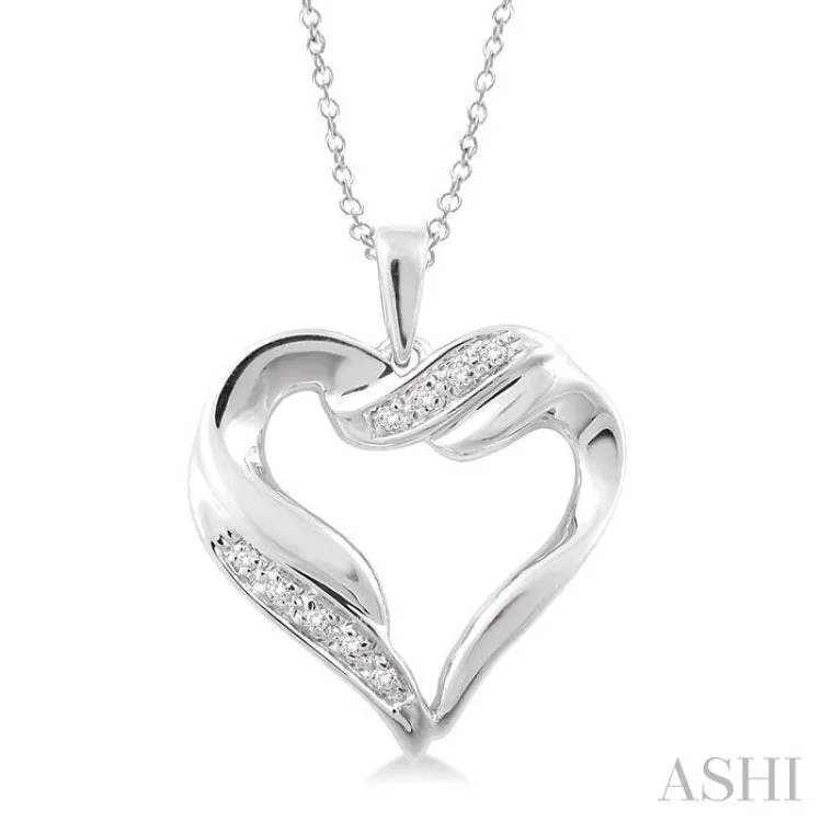 Ladies lightweight chain necklaces -1/20 Ctw Single Cut Diamond Heart Pendant in Sterling Silver with Chain