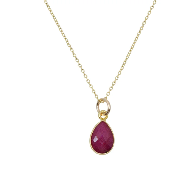 Ladies classic pearl strand necklaces -The Red Ruby Teardrop Necklace