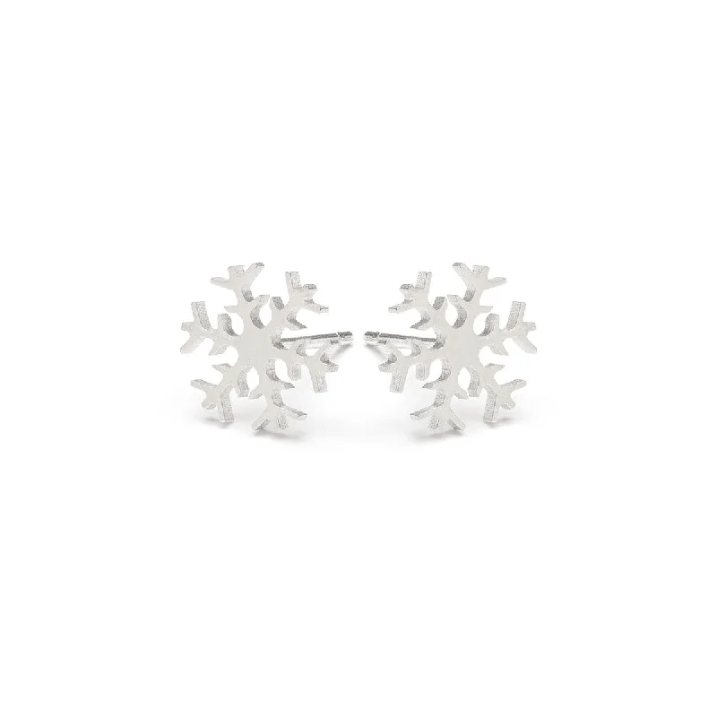 Ladies curved gold earrings -925 Sterling Silver Snowflake Earrings