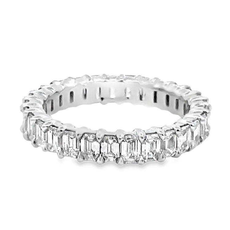 Ladies elegant peridot engagement rings -LAB GROWN EMERALD CUT DIAMONDS 2.41ctw ETERNITY BAND