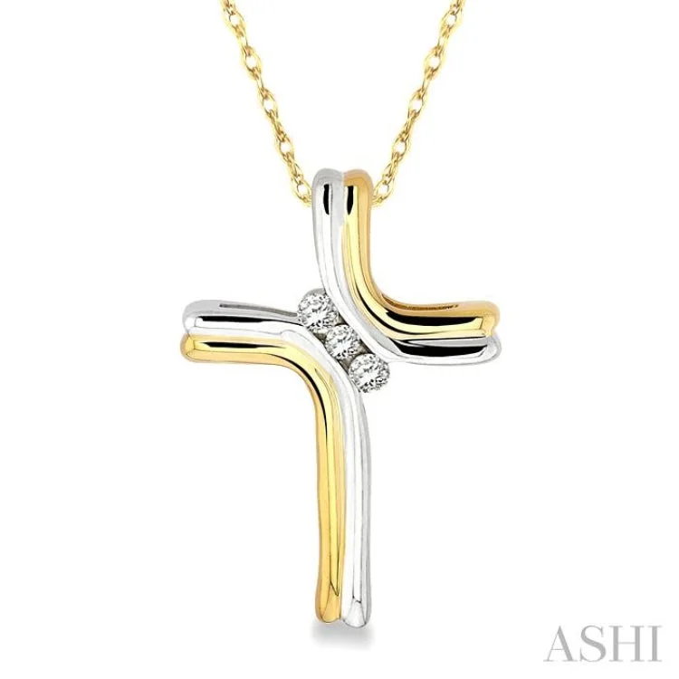 Ladies elegant amethyst necklaces -1/8 Ctw Diamond Cross Pendant in 14K Yellow Gold with Chain