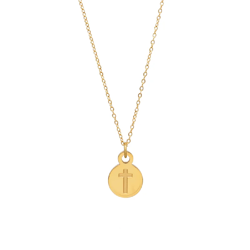 Ladies sparkling topaz pendant necklaces -The Polished Go With Grace Gold Cross Necklace