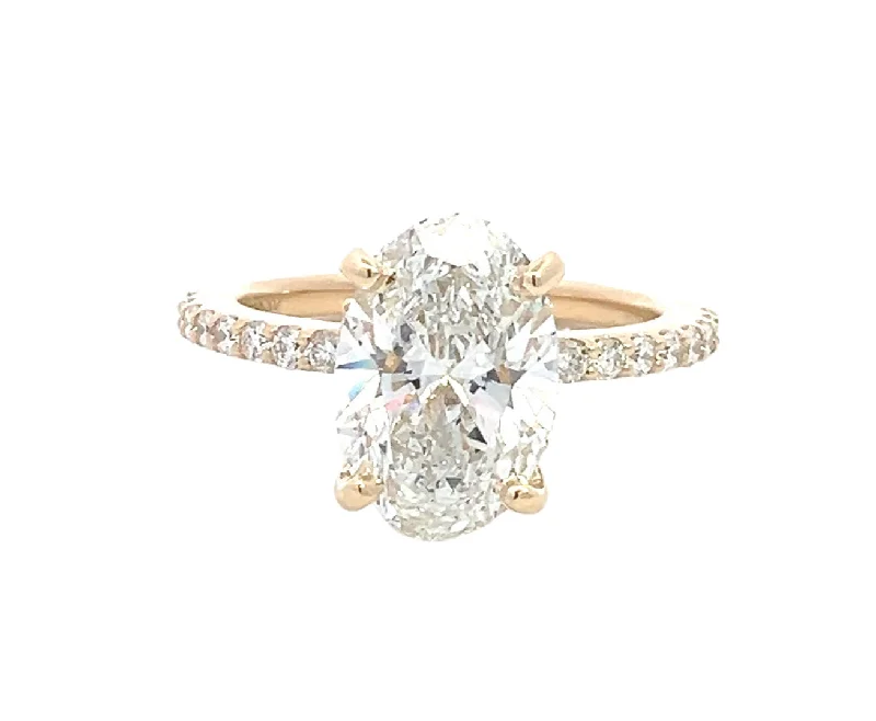 Ladies lightweight vine engagement rings -LAB GROWN OVAL & ROUND DIAMONDS 3.52ctwPRONG SET RING