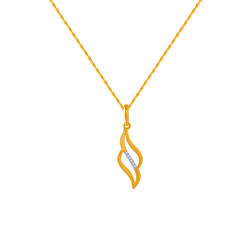 Ladies elegant citrine pendant necklaces -14KT (585) Yellow Gold And American Diamond Pendant For Women