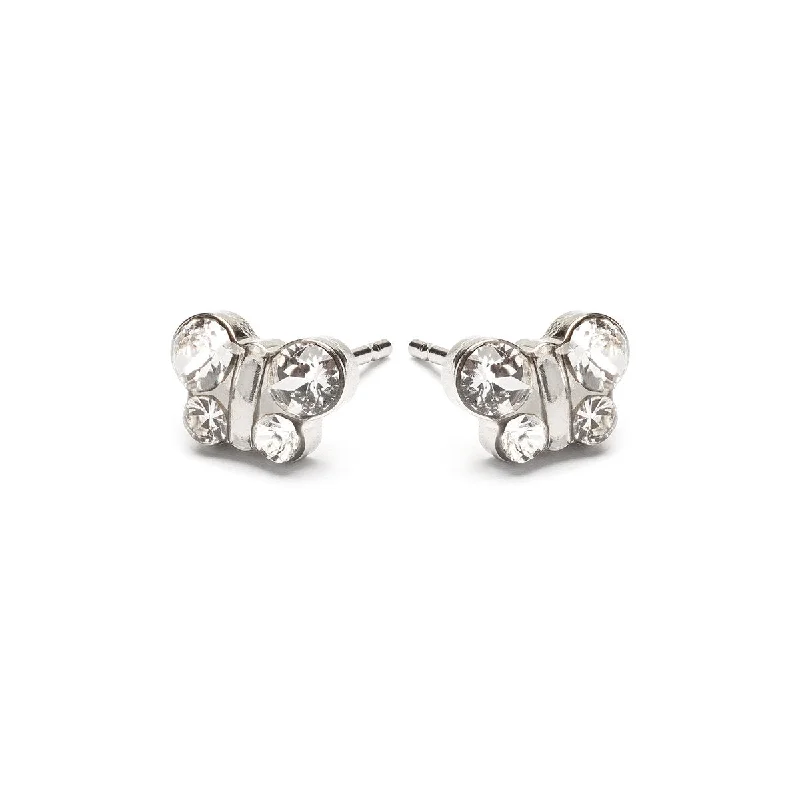 Ladies delicate sapphire vine earrings -White Crystal Butterfly Earrings