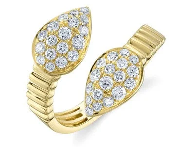 Ladies curved gold engagement rings -0.75CT DIAMOND PEAR RING