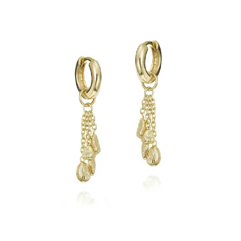 Ladies curved gold earrings -18K Yellow Gold Vermeil Tassel Earrings