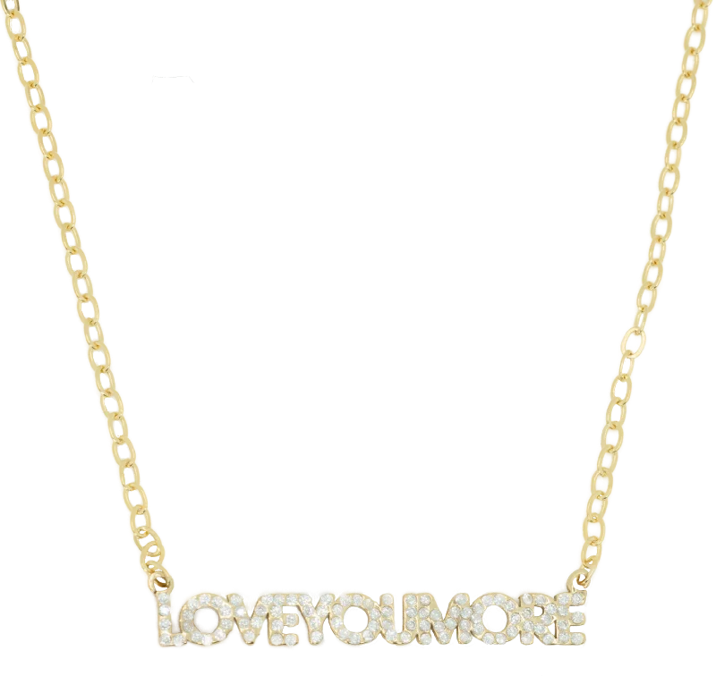 Vintage crystal pendant necklaces for ladies -Love You More Gold Horizontal Necklace Bling