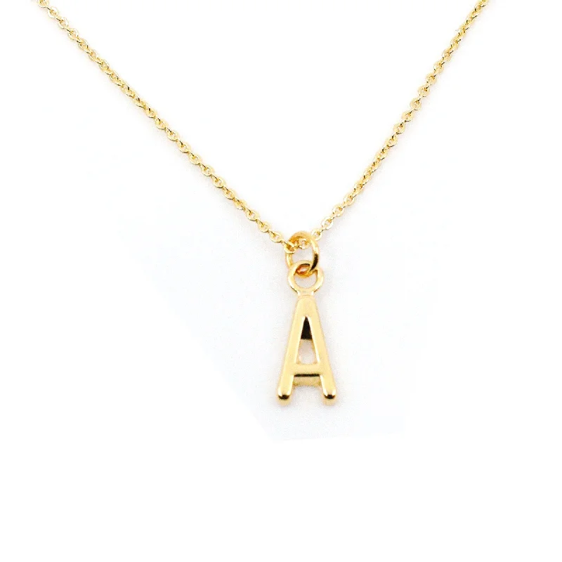 Vintage gold layered necklaces for ladies -Alphabet Letter Necklace - Gold Small Single