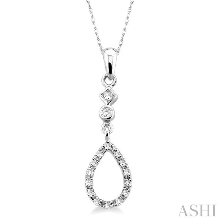 Ladies floral silver necklaces -1/6 Ctw Round Cut Diamond Pendant in 14K White Gold with Chain