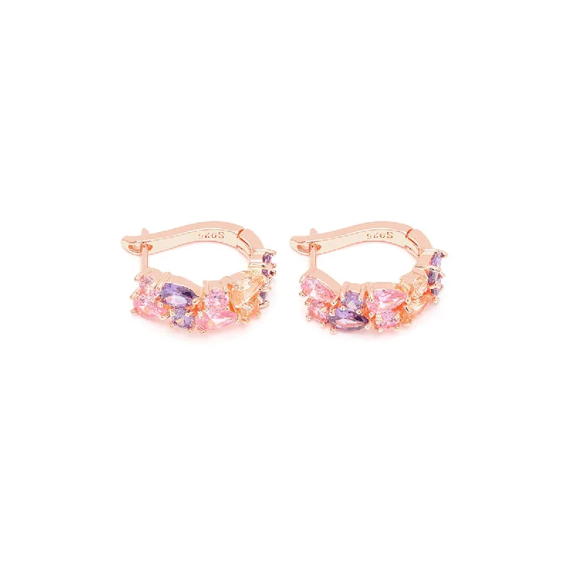 Vintage crystal petal earrings for women -Lavender Crystal Huggie Hoops