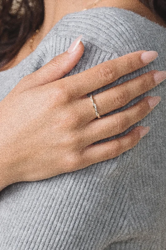 Trendy boho quartz engagement rings -Diamond Ribbon Band