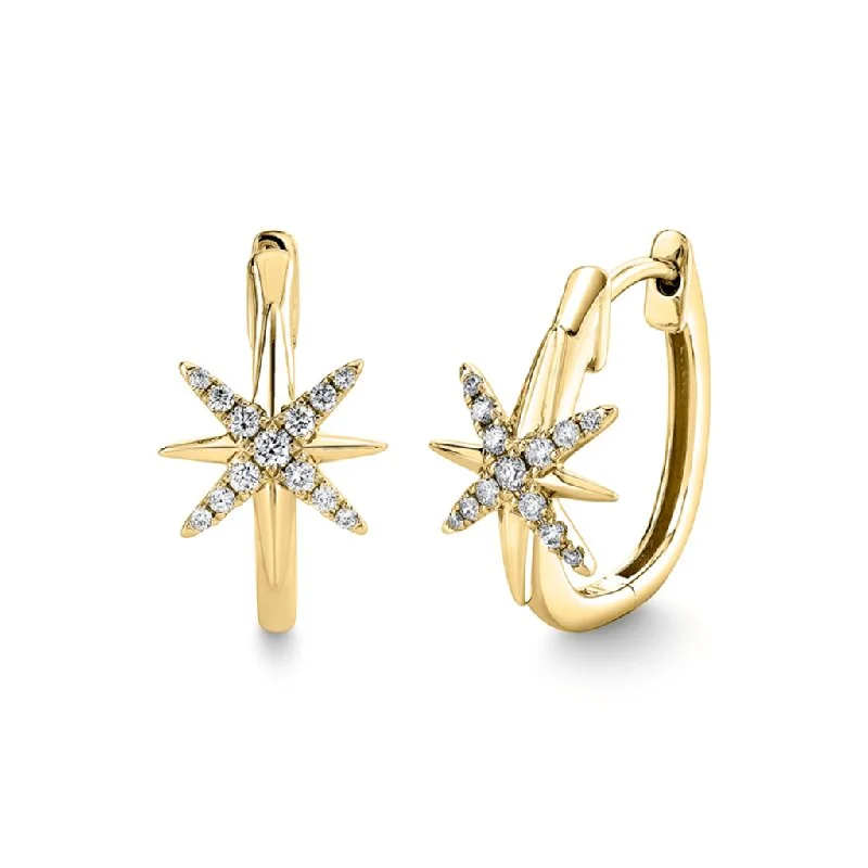 Elegant silver petal stud earrings -14K Yellow Gold 'Solaz' Diamond Sun Brust Huggie Earrings