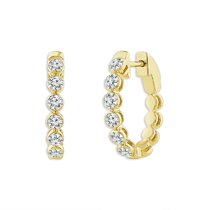 Ladies elegant topaz stud earrings -14K Yellow Gold 20Mm Oval Lab Grown Diamonds Hoop Earrings