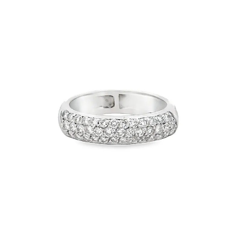 Ladies vintage-style spiral engagement rings -Mutltirow Diamond Band in 18k White Gold